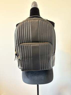 NWT Mark & Graham Black Quilted Leather Backpack Gold Hardware